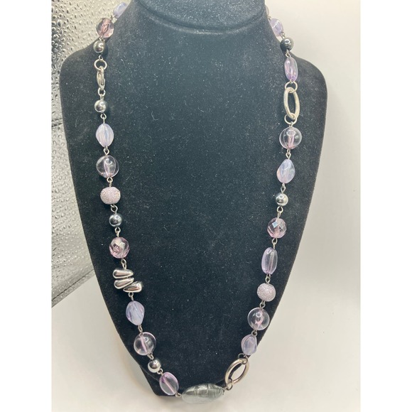 Purple Mixed Media Beaded 24 Inch Necklace! - Picture 9 of 10